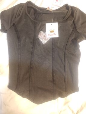 Black Short Sleeve Heart Top